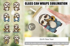 Glass Can Wraps Sloth New Year Product Image 1