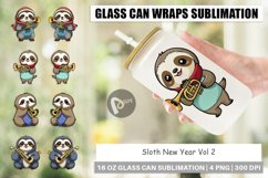 Glass Can Wraps Sloth New Year Product Image 1