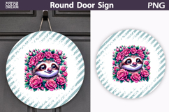 Sloth Floral Round Sign | Mothers Day Sublimation Product Image 1