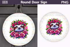 Sloth Floral Round Sign | Mothers Day Sublimation Product Image 1