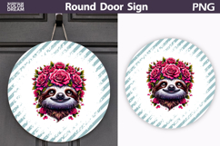 Sloth Floral Round Sign | Mothers Day Sublimation Product Image 1