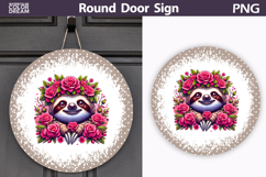 Sloth Floral Round Sign | Mothers Day Sublimation Product Image 1