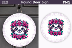 Sloth Floral Round Sign | Mothers Day Sublimation Product Image 1