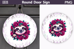 Sloth Floral Round Sign | Mothers Day Sublimation Product Image 1