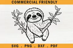 Sloth svg,cute baby sloth nap svg,sloth on tree branch svg Product Image 1