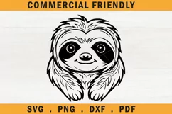Sloth svg,cute baby sloth svg,sloth face svg,sloth head svg Product Image 1