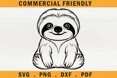 Sloth svg,cute baby sloth svg,sloth face svg,sloth sitting Product Image 1