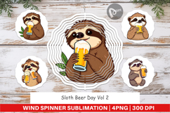 Wind Spinner Sloth Beer Day Product Image 1