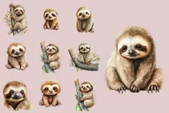 Cute Sloth Clipart | Watercolor Clipart PNG Product Image 2