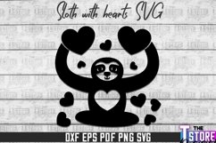 Sloth With Hearts SVG Design | Lazy Design SVG | SVG File Product Image 1