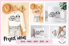 Funny Sleepy SVG Quote - Slothy Before Coffee SVG Product Image 2