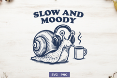 Slow and Moody SVG Cute Snail Headphones Coffee PNG Clipart Product Image 1