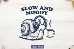 Slow and Moody SVG Cute Snail Headphones Coffee PNG Clipart Product Image 1