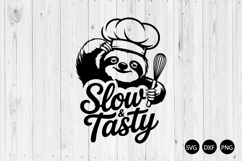Slow and Tasty SVG, Sloth Chef SVG, Funny Kitchen SVG Product Image 1