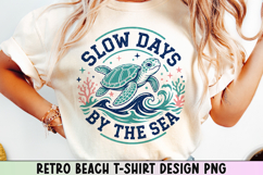 Retro Beach T Shirt Design, Distressed Coastal Sublimation. Product Image 1