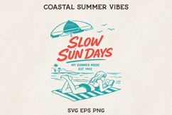 Slow Sun Days SVG Beach Girl Reading Summer Vacation Product Image 1