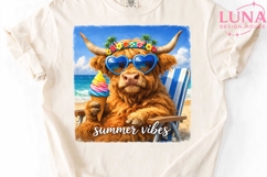 Highland Cow Summer Beach PNG, Tropical Cow Clipart, Summer Product Image 5
