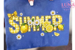Summer Lemon Daisy Gingham PNG, Lemon Sublimation PNG Clipar Product Image 6