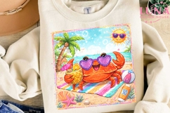 Cute Beach Crab PNG, Summer Sublimation, Tropical Vacation C Product Image 1