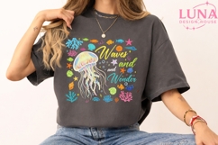 Ocean Jellyfish Waves and Wonder PNG, Sea Life Clipart PNG Product Image 1