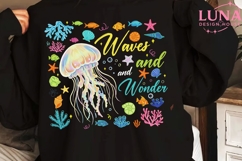 Ocean Jellyfish Waves and Wonder PNG, Sea Life Clipart PNG Product Image 5
