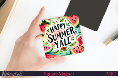 Square Magnet Design | Beach Quote | happy summer y&#039;all Product Image 1