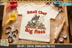 Whimsical mouse chef baking PNG design for sublimation projects