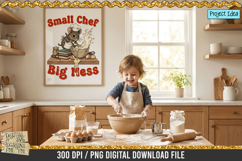 Whimsical mouse chef baking PNG design for sublimation projects