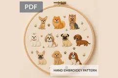 Small Dog Breeds Hand Embroidery Pattern PDF Cute Puppies Product Image 1