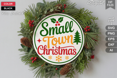 Small Town Christmas SVG | Christmas Round Sign SVG | Xmas Product Image 1