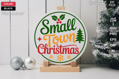 Small Town Christmas SVG | Christmas Round Sign SVG | Xmas Product Image 2