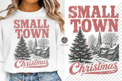 Small Town Christmas PNG,Vintage Winter Holiday Shirt Product Image 1