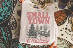 Small Town Christmas PNG,Vintage Winter Holiday Shirt Product Image 2