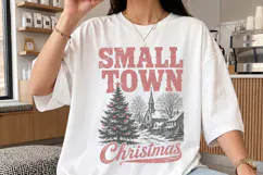 Small Town Christmas PNG,Vintage Winter Holiday Shirt Product Image 3