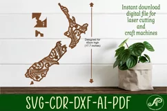 45cm New Zealand wall art with designs outline SVG laser Product Image 1