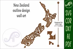 45cm New Zealand wall art with designs outline SVG laser Product Image 2