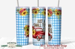 20 oz Skinny Tumbler Sublimation | Small Town Girl Red Truck Product Image 2