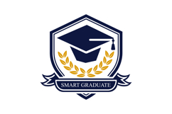 Smart Graduate Logo with Graduation Cap and Laurel Wreath Product Image 1