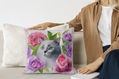 High Resolution Watercolor Cat with Peonies Illustration Product Image 2