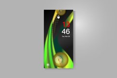 Smartphone screen with dynamic abstract wavy wallpaper Product Image 1