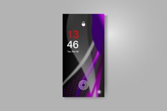 Smartphone screen with dynamic abstract wavy wallpaper Product Image 1