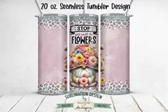 Stop and Smell the Flowers Gnome 20oz Seamless Tumbler Wrap Product Image 1
