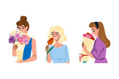 scent smelling flower woman vector Product Image 1