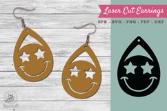 Smile Face Laser Cut Earrings SVG 1 Product Image 1