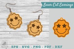 Smile Face Laser Cut Earrings SVG 2 Product Image 1