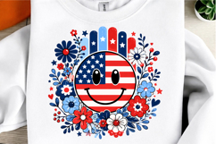 Smiley Face America Floral PNG, Patriotic Bow Ditsy Floral Product Image 1