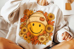 Floral Smiley Face Png, Fall Vibes PNG, Fall PNG, Autumn Png Product Image 3