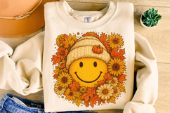 Floral Smiley Face Png, Fall Vibes PNG, Fall PNG, Autumn Png Product Image 5