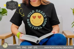 groovy svg quote being used on a shirt worn by a girl reading a book 