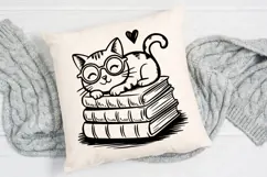 Book Lover SVG, Cat Bookmark SVG, Cat And Book SVG Product Image 4
